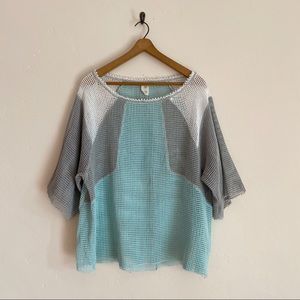 Free People Color Block Net Shirt